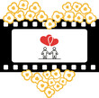 © Anastasia - Love story captured in film frame with popcorn and hearts, creative representation of romance