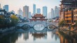© ThisDesign - bridge over the lake that crosses the city generative ai