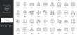 © Icon Majesty - Hierarchy and corporate team organization, leader thin black and red outline symbols vector illustration People, person and social group, participant and member of community, audience line icon set.