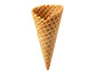 © Sean - Crispy waffle cone isolated PNG, empty ice cream cone on transparent background, sweet dessert container for frozen treats and summer snacks