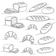 © Parakhat - set of bread linear silhouette of different types of bread