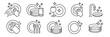 © IQ art_Design - Clean dishes icon set. Shiny plate stack, cleaning wipes sponge soap bubbles and foam plate or glass , wash kitchen utensil, pile tableware, symbol, black, line, flat vector, isolated illustration.
