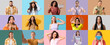 © Pixel-Shot - Collage of happy young people on color background