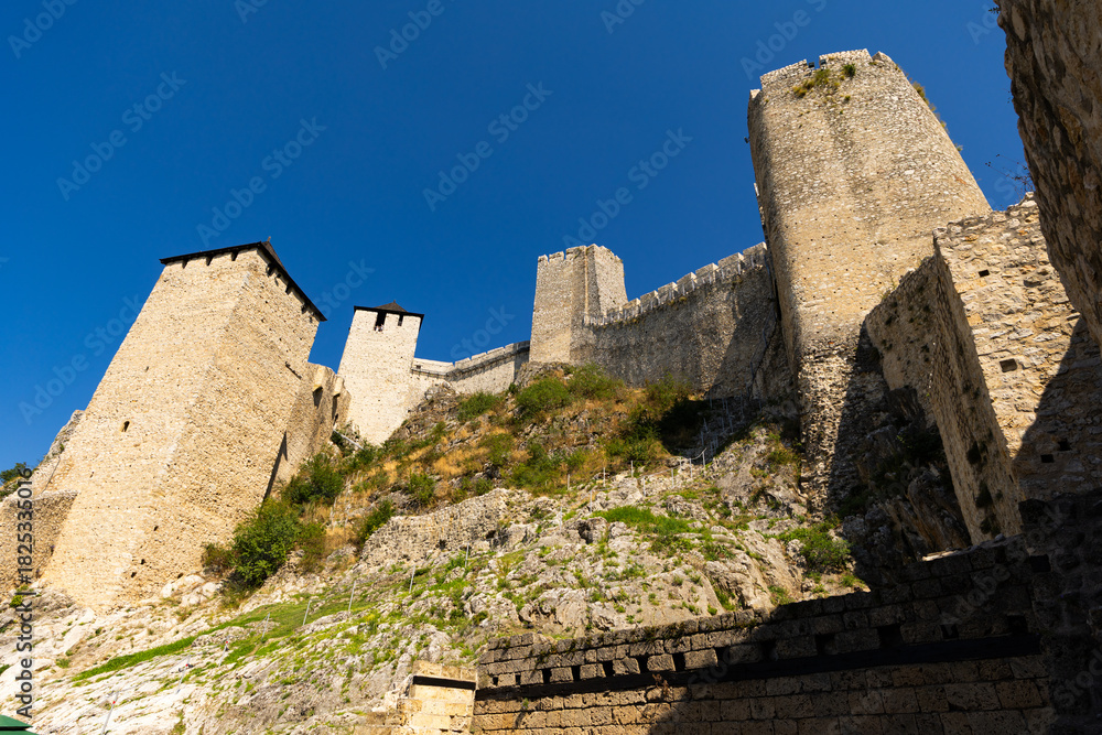 Scenic summer view of Golubac Fortress, 14th-century medieval ...