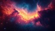 © Ulyana - vibrant glowing nebula and star field in deep space with dramatic fiery clouds of interstellar gas, ethereal cosmic light conveying awe and wonder