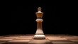 © Big - gambit. A single chess piece on a wooden board, connecting two sides in a minimalist game. tutorial guides, club newsletters, designed for tourism and weekend activity guides.