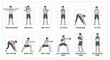© holik - Illustrated Set of Man Performing Warm Up and Stretching Exercises.