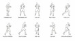 © holik - Collection of hand drawn boxer poses and fighting stances.