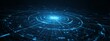 © Ilmi - Blue Virtual Space Radar Interface with Scanning Elements for High-Tech Applications in Futuristic Environments