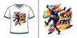 © Nazmul Haque - Break-dancer in motion with energetic paint strokes, typography ''Move Free'', t shirt vector design