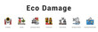 © Mia - Eco Damage Modern and clean web banner illustration featuring thematic icons for visual communication