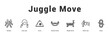 © Mia - Juggle Move Modern and clean web banner illustration featuring thematic icons for visual communication