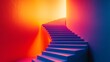 © Olsek - A mesmerizing staircase leads toward a bright and colorful light. The vibrant hues evoke a sense of wonder and exploration. Step into a world of imagination. Generative AI