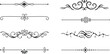 © Vector Store - Set of black decorative line dividers with simple vintage ornaments and geometric vector designs.divider marker sketch doodle vector lines set element.set retro decorative page dividers design