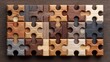 © SynthiView - Wooden puzzle pieces arranged on a wooden surface, symbolizing teamwork and problem-solving.
