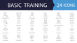 © KAWSAR - Basic Training & Skill Development Icons. Features icons of coaching, director, student, profession, and system. Perfect for e-learning, corporate HR, and professional curriculum.