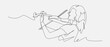 © Irkhamsterstock - Continuous line drawing of a female musician playing violin. Editable vector illustration.