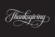 © Alamin - A beautifully rendered calligraphy design showcasing the word thanksgiving in elegant white script against a black background