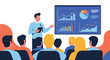 © Akmol - Dynamic business presentation with rising charts and graphs creating excitement for investors and team members alike at company event