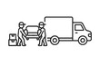 © icon_art - Professional moving service workers loading furniture and boxes onto a delivery truck for relocation