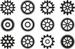 © Creative Juel  - Silhouette Gear and Mechanism Icons Set. Cogs, Wheels, Industrial, Engineering Vector Illustration
