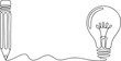 © firoz - Continuous One line drawing of Pencil with idea light bulb combined into symbol, creative energy design art or science invention or research. one line Icon drawing