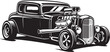 © Sumon - Classic hot rod car with exposed engine and large exhaust pipes
