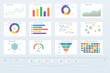 © Zaleman - Colorful data visualization charts including line graphs bar charts pie diagrams and funnel charts