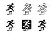 © Coosh448 - Plyometrics Logo Variations. plyometrics. Icon set. Set Logo of plyometrics: jumping over hurdle. harmonious logo variations of the same emblematic concept,