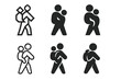 © Coosh448 - Child Carrying Logos. carrying a child on back. Icon set. Set Logo of carrying a child on back: backpack-style support. harmonious logo variations of the same