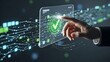© premium x - Hand selecting digital checkmark on modern interface for quality assurance and compliance, symbolizing success and approval in sleek technology setting