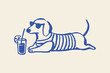 © Victoria - Dachshund in sunglasses summer sketch vector illustration