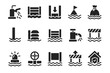 © Bohdan - Collection of flood prevention and water safety icons in black
