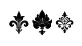 Ornamental fleur de lis vector black decorative symbol elegant vintage motif classic French design isolated on transparency background traditional style symmetrical artistic sophisticated