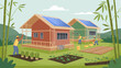 © vetors.magic - Sustainable living with solar powered homes and organic farming in a tropical bamboo forest setting