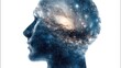 © mila103 - A unique artistic representation showcases a human head silhouette filled with vibrant galaxies and stars. This composition symbolizes creativity and the vastness of thought.