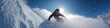 © Aquir - Snowboarder speeding down mountain, kicking up fresh snow under bright clear sky. Snowboarding banner