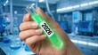© ArtStockVault - Hand Holding Test Tube Glowing Green Liquid Lab Blurred Background