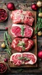 © martenaba - Raw Christmas meat assortment preparing for holiday dinner