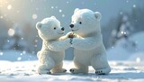 Para misiów polarnych tańcząca na śniegu
