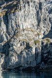 Tall Cliffs Catch Shadow And Light Over Oeschinen Lake