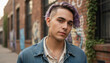 © Len_mik - Portrait of a young man with individuality confidently looks for Gen Z marketing, youth lifestyle blogs, and advertising campaigns
