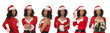 © New Africa - Beautiful woman wearing Santa Claus costume on white background, collection of portraits