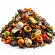 © Luis - Large Pile of Organic Food Waste and Compostable Scraps on White Background.