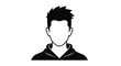 © Himel - Simple black and white vector illustration of a faceless man wearing a hoodie and having spiky hair, often used as a user icon or avatar.
