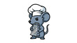 © ElysianArtwork - Animated grey mouse wearing a chef's hat and carrying kitchen tool