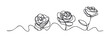 © Maestro - Elegant continuous line drawing of three blooming roses with delicate stems and leaves symbolizing growth and nature, perfect for floral decoration and botanical projects
