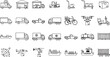 © dalkosaminrah - Logistics and Transportation Line Icons Set. Shipping, delivery, supply chain, and warehouse vector symbols.