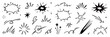 © Polina Tomtosova - Comic line speed effect cartoon explosive vector set. Hand drawn sketch doodle comic line speed motion, explosive cartoon burst, boom energy, impact power action element. Vector illustration