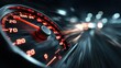 © SSP - A close-up of a speedometer showing high speed, with a blurred background suggesting rapid motion, emphasizing velocity and thrill.